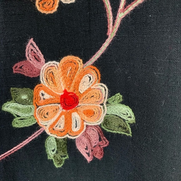 Umgee Black Gorgeous Embroidered Floral Fringed Cardigan Fringe is 2022 Trend - Picture 15 of 16